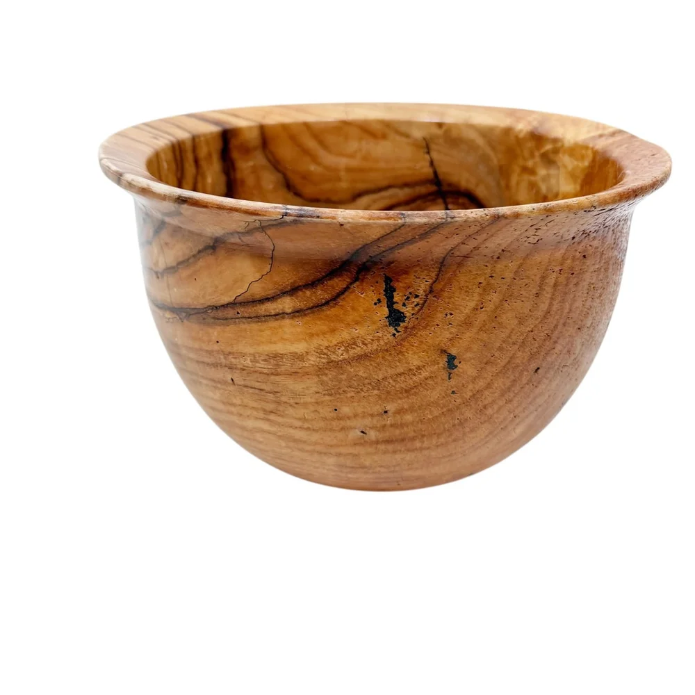 D. Rhudy Spalted Persimmon Wood Bowl Large Decorative Centerpiece Signed 7.5